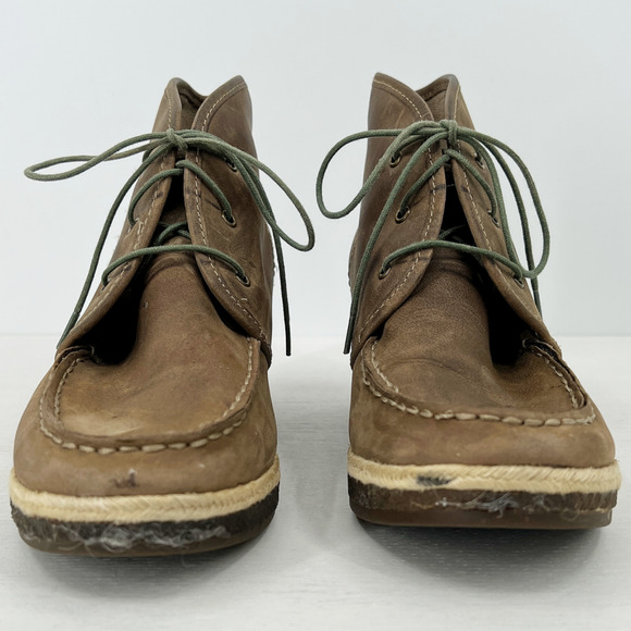 Olukai Wali Brown Suede Leather Wedge Ankle Boots Lace Up Size 8 - Picture 8 of 12